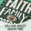 Fun Express Unisex Adult Rich Faith, Family & Football Adult’s Cotton Long-Sleeve T-Shirt(Green)