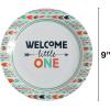 Fun Express Welcome Little One Tribal Baby Shower Paper Dinner Plates – Baby Shower Decorations Dinner Dessert Plates – Supplies Disposable Decoration Favors for Birthday Party Supplies – 8 Pieces