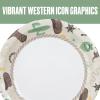 Fun Express Western Icons Paper Dessert Plates – Dinnerware Icons Paper Plates for Baby Shower Favors Party Decorations – 8 Pieces