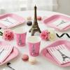 Perfectly Paris Eiffel Tower Pink Disposable Paper Cups, 9 oz, 8-Count – Cute Pink Party Cups for Birthday, Baby Shower, Bridal Shower & Paris Theme Decorations – Fun Tableware for Events