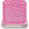 Fun Express Donut Party Square Paper Dinner Plates – Donut Pink Theme Disposable Dessert Dinner Plates – Tableware Decorations for Birthday Baby Shower Party Dinning Supplies Table Decor – 8 Pieces