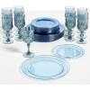 Fun Express Dusty Blue Plastic Plates Disposable Dinnerware Sets for 24 Guests – Elegant Party Plates for Wedding, Baby Shower & Bridal Shower | Heavy Duty Fancy Plastic Dinnerware Set with Cups