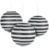 Fun Express Round Paper Lanterns Black & White Striped Modern Party Hanging Decorations 12 Inch Set of 6 – Premium Party Decor Valentine’s Event, Weddings, Anniversaries & Baby Shower