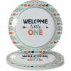 Fun Express Welcome Little One Tribal Baby Shower Paper Dinner Plates – Baby Shower Decorations Dinner Dessert Plates – Supplies Disposable Decoration Favors for Birthday Party Supplies – 8 Pieces