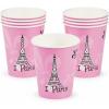 Perfectly Paris Eiffel Tower Pink Disposable Paper Cups, 9 oz, 8-Count – Cute Pink Party Cups for Birthday, Baby Shower, Bridal Shower & Paris Theme Decorations – Fun Tableware for Events