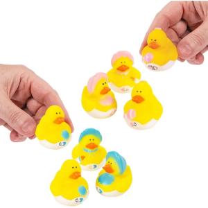 1 3/4″ Bulk 48 Pc. Mini Girl & Boy Baby Shower Rubber Duck Assortment