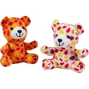 4 1/4″ x 4 1/2″ Multicolor Fall Leaves Stuffed Bears – 12 Pc.