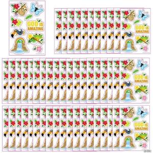 4″ x 6″ Bulk 50 Pieces Rainforest VBS God is Amazing Sticker Sheets
