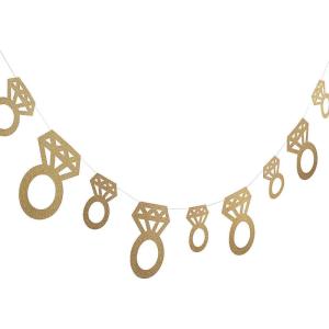 Fun Express – Gold Glitter Diamond Ring Garland for Wedding – Party Decor – Hanging Decor – Garland – Wedding – 1 Piece