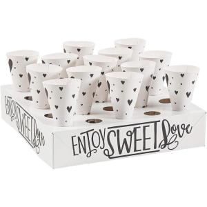 Fun Express – Treat Cones W/tray 3 – Black Text for Wedding – Party Supplies – Serveware & Barware – Misc Serveware & Barware – Wedding – 52 Pieces