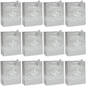 Fun Express – Two Heart Welcome Wedding Gift Bag (dz) – Party Supplies – Bags – Paper Gift W & Handles – 12 Pieces