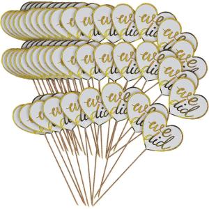 Fun Express – We Did Cupcake Picks for Wedding – Party Supplies – Serveware & Barware – Picks & Stirrers & Parasols – Wedding – 50 Pieces