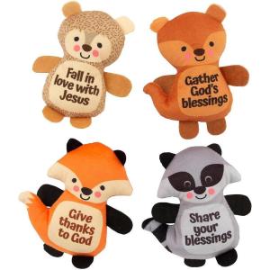 Fun Express 4.75” Religious Fall Sayings Plush Toy Assortment – Faith-Themed Stuffed Animals for Kids & Celebrations – 50 Piece
