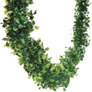 Fun Express Boxwood Garland 12 Ft. x 7″ Greenery Garland for Wedding Decor – Artificial Greenery Faux Plants Indoor Table Decorations | Floral Garland for Mantle Backdrop Centerpieces & Reception