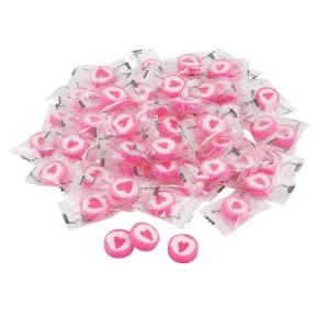 Fun Express Bulk Candy Individually Wrapped Hard with Heart Design – 152 Pink Round Candies for Wedding Favors, Party, Adults & Dish | Perfect for Bridal Shower & Bags(Pink)