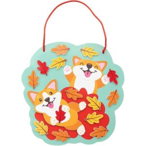Fun Express Dogs Playing in Fall Leaves Foam Sign Craft Kit – Makes 12