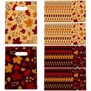 Fun Express Fall Leaf Plastic Goody Bags Bulk 50 Pc