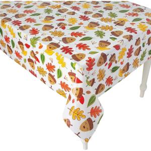 Fun Express Fall Party Leaves & Acorns Printed Tablecloth