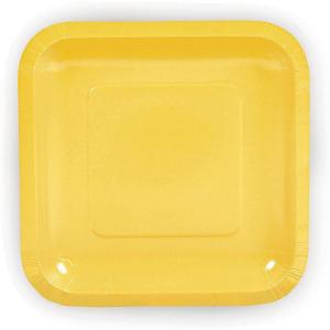 Fun Express Mimosa Yellow Square Paper Dessert Plates – Color Themed Paper Tableware Plates – Disposable Dessert for Birthday Baby Shower Party Supplies Holiday Lunch Dessert Anniversary – 24 Pieces
