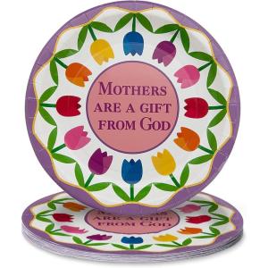 Fun Express Mother’s Day Party Mothers Are a Gift From God Paper Dessert Plates – Floral Theme Disposable Dessert Paper Plates – Dinnerware Party Supplies Tableware for Birthday Baby Shower – 8 Pieces