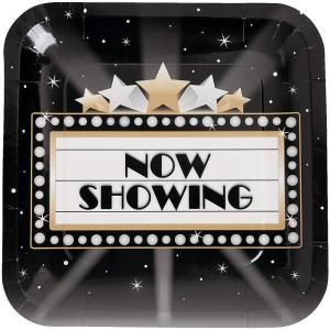 Fun Express Movie Night Party Now Showing Paper Dinner Plates – Now Showing Movie Night Themed Party Tableware Plates – Disposable Plates for Birthday Baby Shower Decorations Party Supplies – 8 Pieces