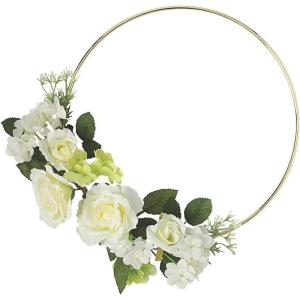Fun Express Premium Gold Hoop with Gardenias – Elegant Floral Home Décor for Weddings Receptions Special Occasions – Beautiful Gold Hoop White Gardenia Flowers – Stunning Flower Arrangement – 1 Piece