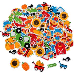 Fun Express Pumpkin Patch Foam Shapes – Bulk Set of 500 Pieces – Fall and Halloween DIY Crafts for Kids