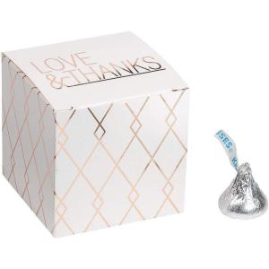 Fun Express Rose Gold Foil Wedding Favor Boxes – Elegant Party Favor Boxes for Weddings Bridal Showers Baby Showers & Special Events – Perfect for Candies Treats and Small Gifts – Set of 24 Pieces