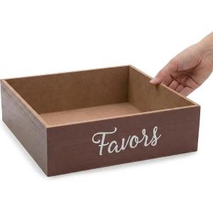 Fun Express Rustic Brown Wedding Wood Favor Box Display – (1 Piece) – Ideal Design for Weddings, Parties & Special Events