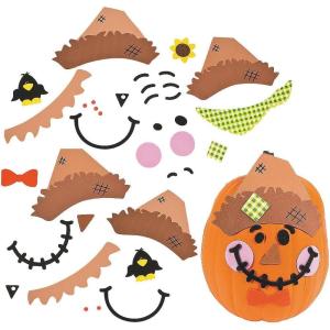 Fun Express Scarecrow Halloween Pumpkin Decorating Kit – Decorates 12 Pumpkins – Fall Crafts for Kids