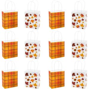 Fun Express Small Fall Paper Gift Bags – Party Supplies – 12 Pieces
