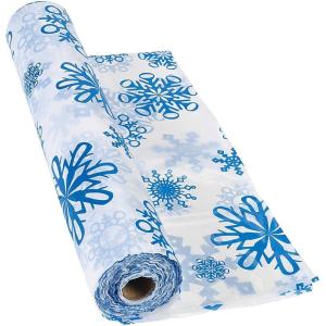 Fun Express Snowflake Tablecloth Roll (100 feet Long) Christmas and Winter Party Supplies – VBS Vacation Bible School Decor