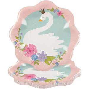 Fun Express Sweet Swan Party Paper Dinner Plates – Swan Disposable Party Decorations Paper Plates – Tableware Perfect for Birthday Party Wedding Events Baby Shower – Party Supplies – 8 Pieces