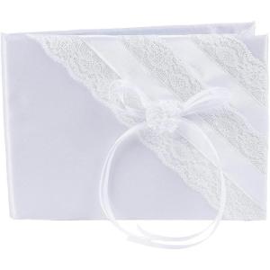 Fun Express White Lace Wedding Guest Book – Elegant Home Decor Beautiful Intricate Lace Design – Perfect for Capturing Wedding Memories – Ideal for Receptions Special Occasions Celebrations – 1 Piece