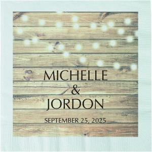 Personalized Rustic Wedding Paper Luncheon Napkins – 50 Count
