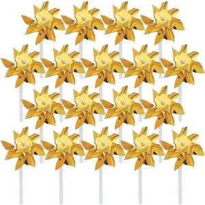 Pinwheels for Kids (Bulk Set of 36) Great for Weddings, Yards and Garden Decor (Gold)