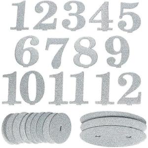 Silver Glitter Table Numbers 1 through 12 – Wedding Party Supplies