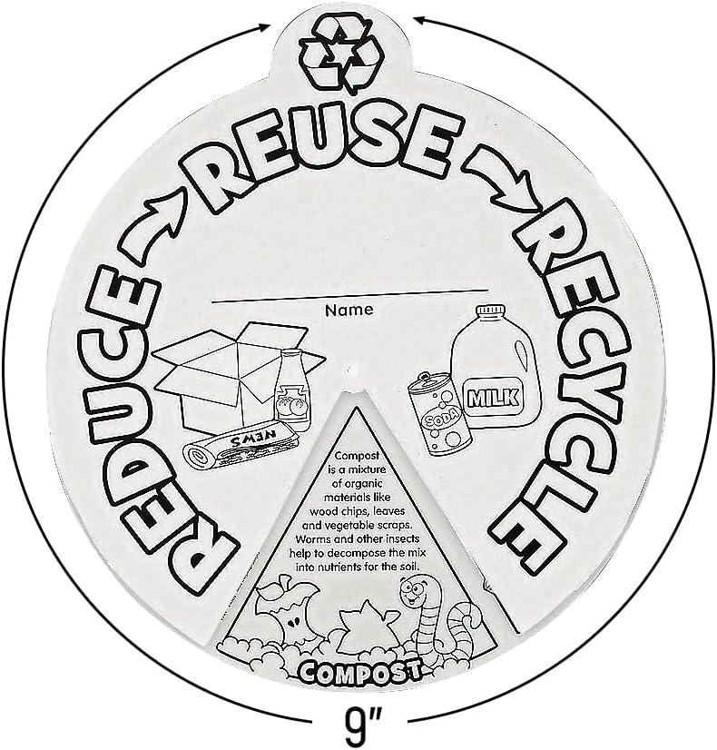 image:imageFun Express Color Your Own Recycling Wheels Engaging EcoFriendly Craft for Kids to Learn About Recycling and Sustainability Perfect for Classroom or Home Activities 12 Pieces