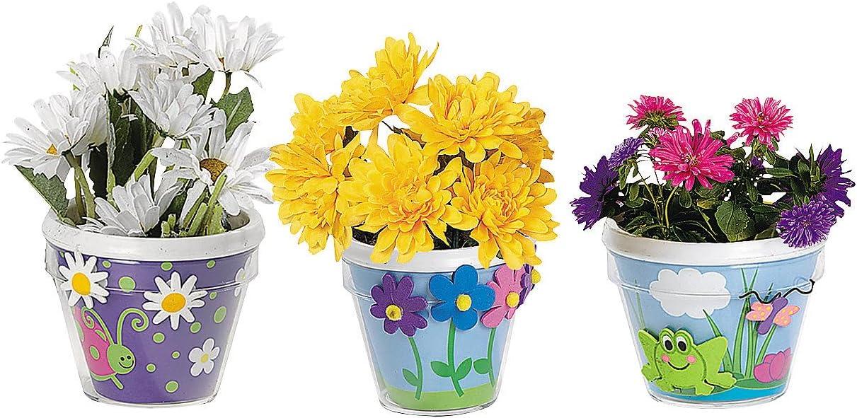 image:imageFun Express DIY Flower Pots Bulk Craft Kit for Kids 12 White Plastic Paintable Plant Pots with Paper Inserts Educational Toys for Painting Activities Ages 812 Perfect for School amp Home Crafts