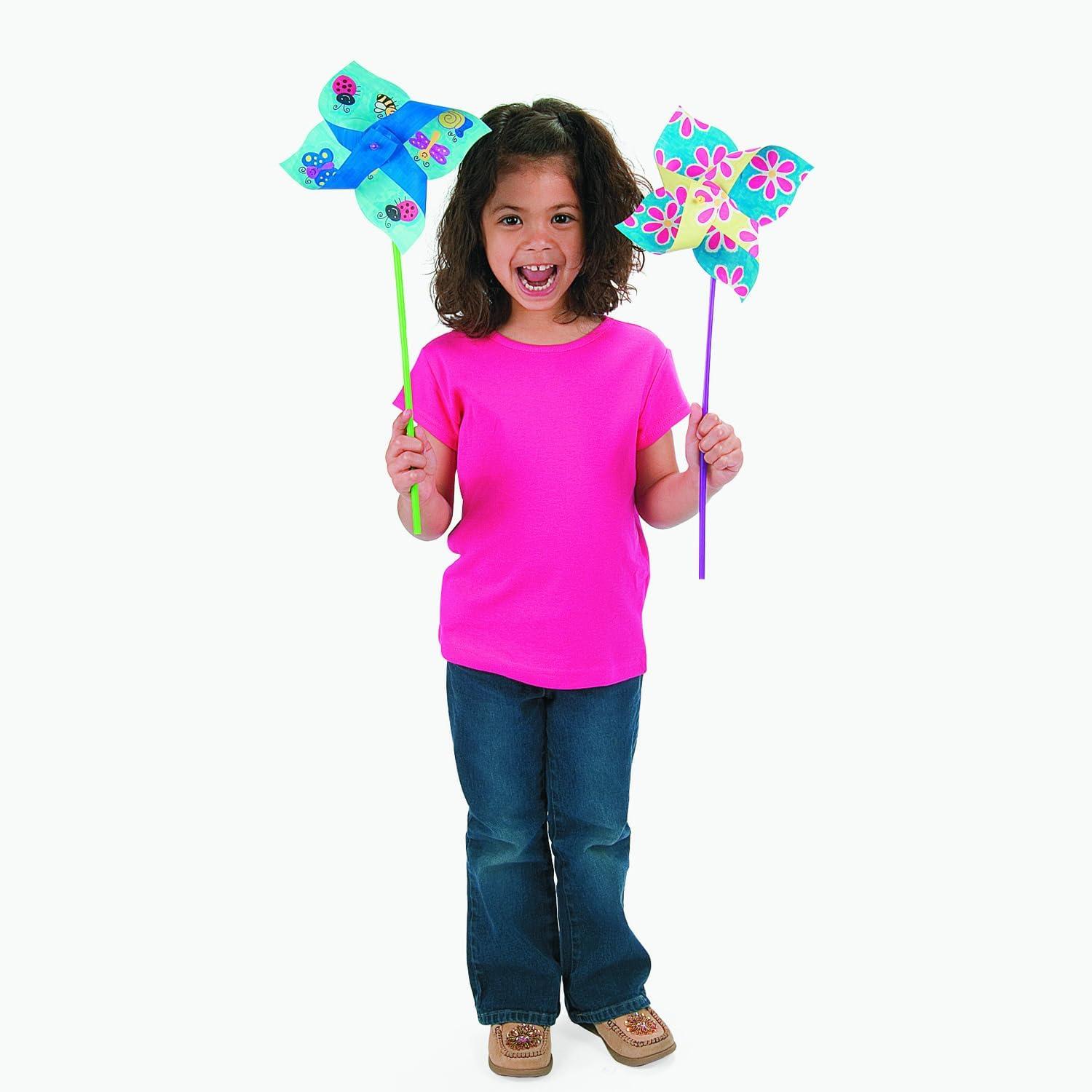 image:imageFun Express DIY Jumbo Pinwheels Bulk Set 24 Pack Color Your Own Craft Kits for Kids Birthday Party Activities Classroom Art Supplies for Preschool amp Summer Camp Projects Ages 312