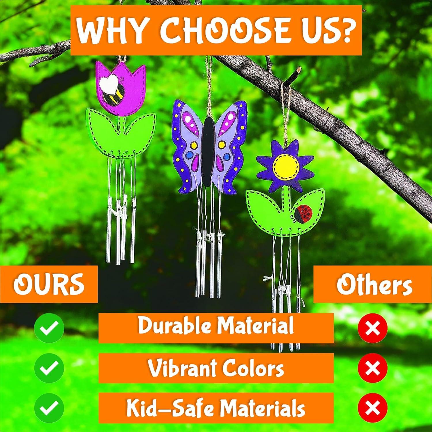 image:imageFun Express DIY Wind Chime Craft Kits for Kids Ages 48 Makes 12 Spring Theme Butterfly amp Birdhouse Designs Bulk Arts and Crafts Activity Set for Birthday Parties amp Creative Projects