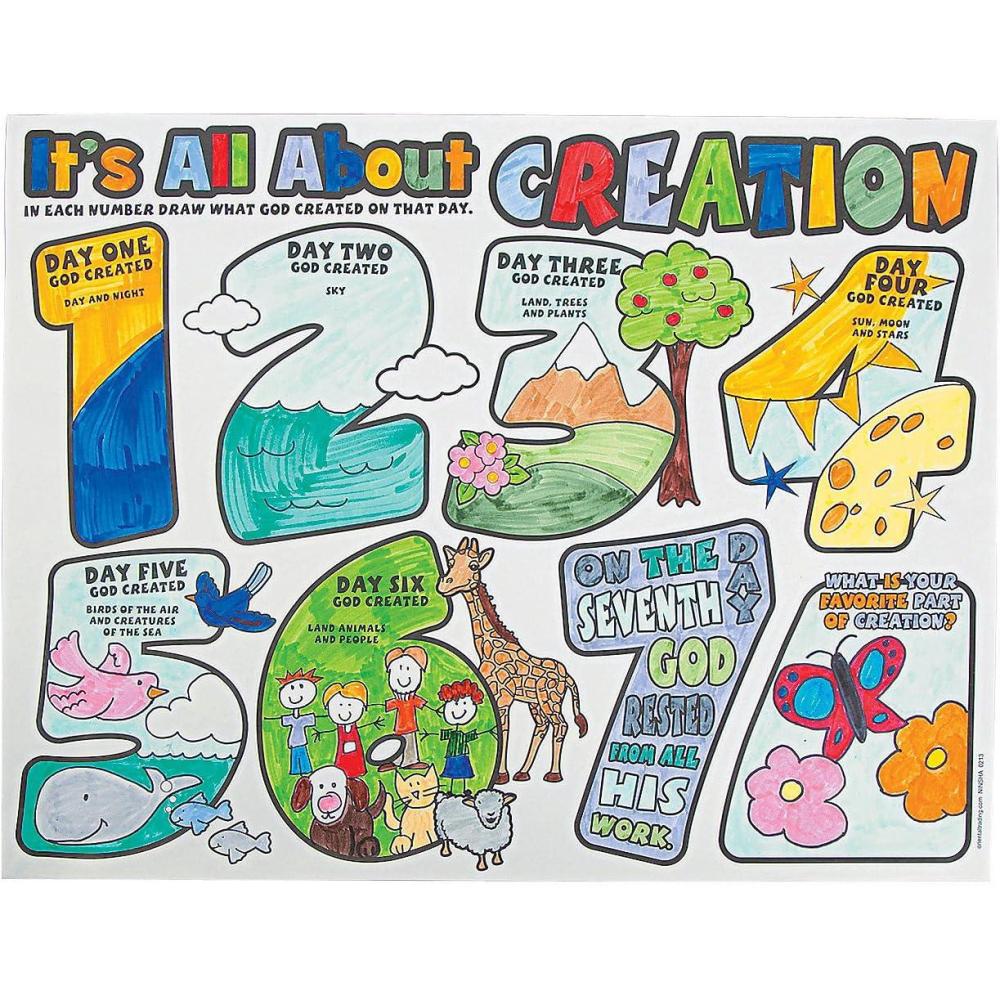 image:imageFun Express Color Your Own All About Creation Poster Set of 30 Religious Crafts for Kids and Sunday School Activities