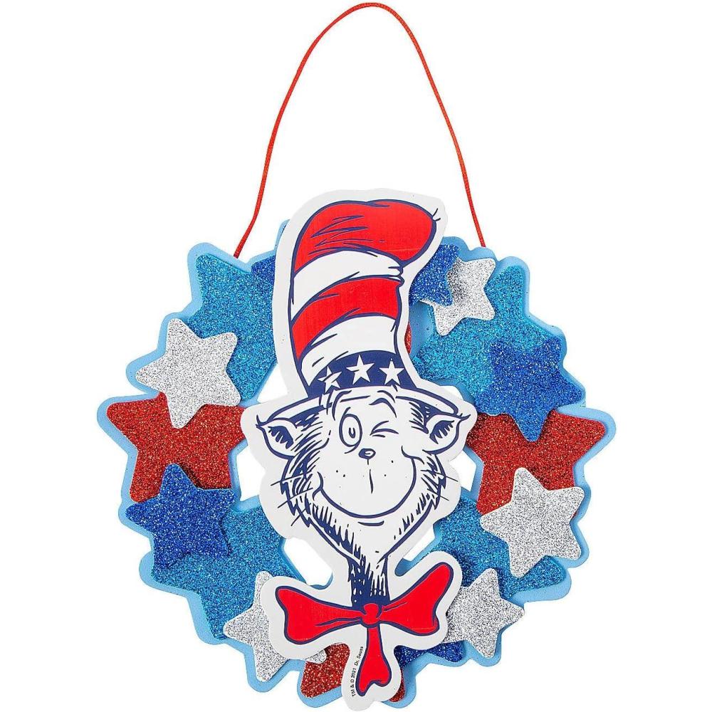 image:imageFun Express Dr Seuss The Cat in The Hat Patriotic Wreath Craft Kit Makes 12