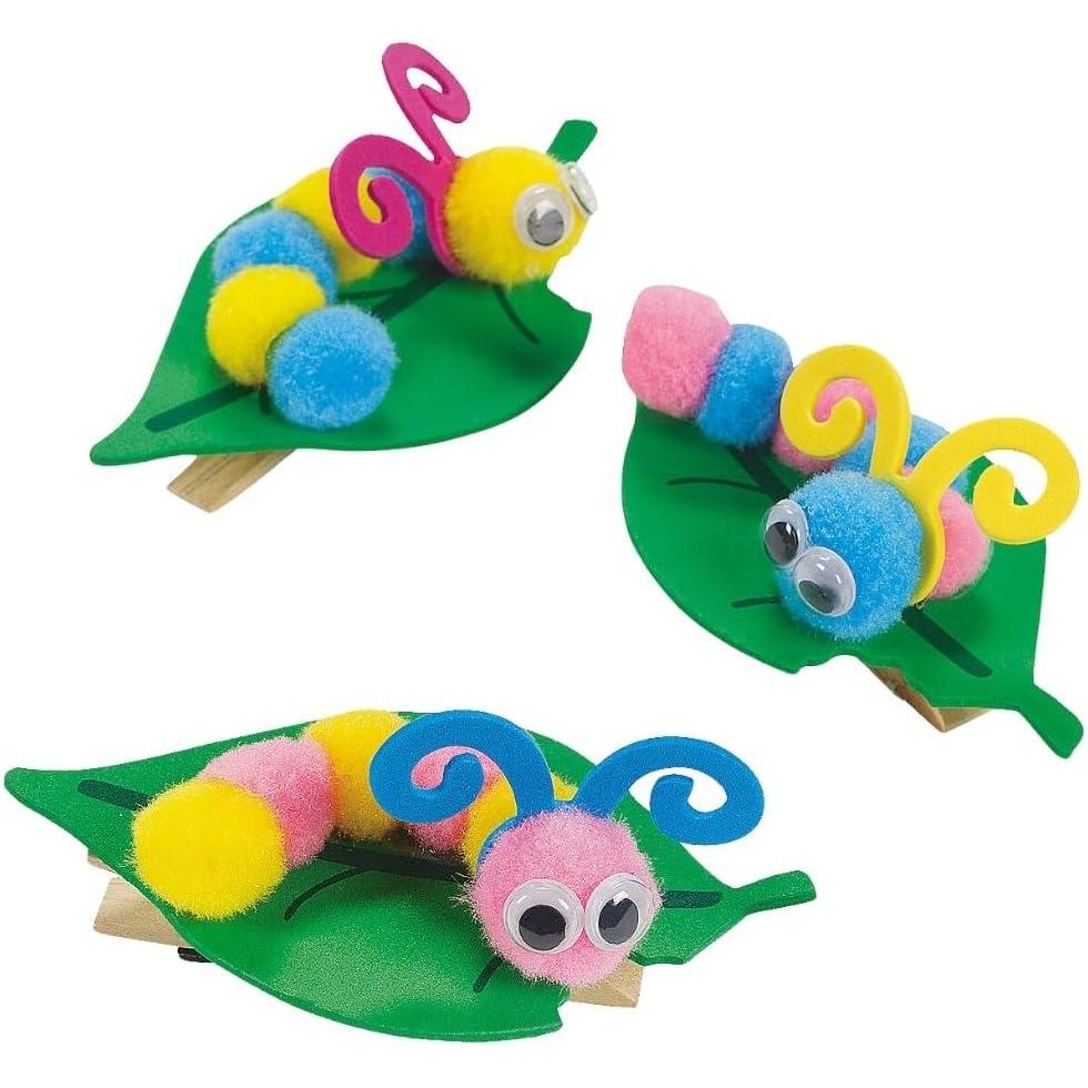 image:imageFun Express Pom Pom Caterpillar Note Holder Craft Kit  VBS Vacation Bible School SuppliesDecor  Crafts for Kids and Fun Home Activities
