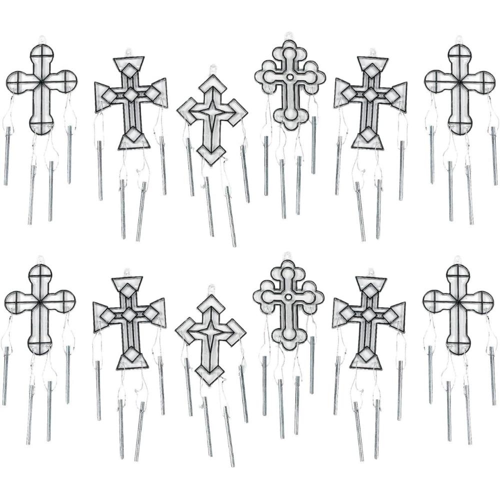 image:imageReligious Paint Your Own Suncatchers  Crafts for Kids and Fun Home Activities Cross Wind Chimes