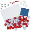 Fun Express Patriotic Pom-Pom American Flag Sign Craft Kit – Makes 12 DIY 4th of July Crafts for Kids Ages 4-8 | Memorial Day Activities for Classroom, Preschool | Red White Blue Party Favors