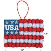 Fun Express Patriotic Pom-Pom American Flag Sign Craft Kit – Makes 12 DIY 4th of July Crafts for Kids Ages 4-8 | Memorial Day Activities for Classroom, Preschool | Red White Blue Party Favors