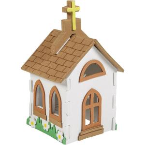 Fun Express 3 3/4″ x 7 1/4″ 3D Church Building Foam Craft Kit – Makes 12