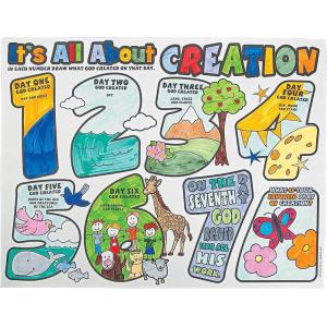 Fun Express Color Your Own All About Creation Poster – Set of 30 – Religious Crafts for Kids and Sunday School Activities