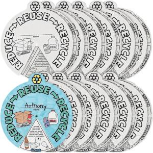 Fun Express Color Your Own Recycling Wheels – Engaging Eco-Friendly Craft for Kids to Learn About Recycling and Sustainability – Perfect for Classroom or Home Activities – 12 Pieces